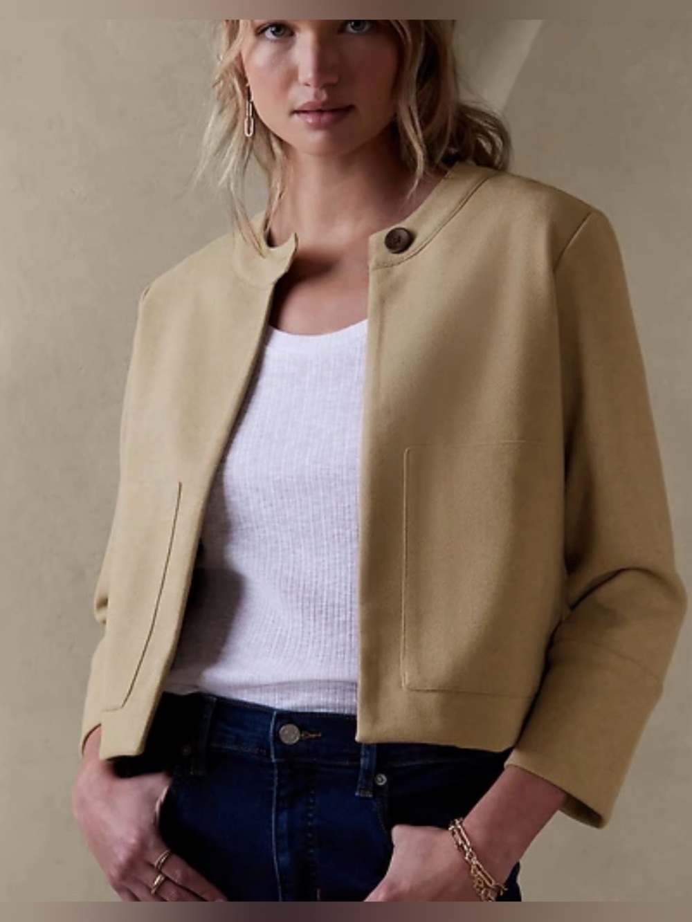 Banana Republic Factory Boxy Melton Utility Jacket - Like New Large - Picture 3 of 8